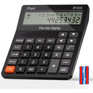Calculators Desktop, Desk Calculator with Large 2 Line Display, Talking Basic Calculator with Big Button & Adjustable Volume, 4 Function Calculators for Business, Students, Office Supplies(Black)