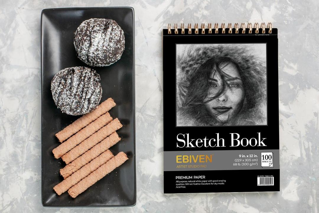 9 x 12 inches Sketch Book, Top Spiral Bound Sketch Pad, 1 Pack 100-Sheets (68lb/100gsm), Acid Free Art Sketchbook Artistic Drawing Painting (9" x 12" (Pack of 2))