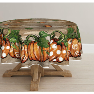 Horaldaily Fall Tablecloth 9090 Inch Round, Thanksgiving Autumn Harvest Pumpkin Mushroom Black Buffalo Plaid Table Cover for Party Picnic Dinner Decor