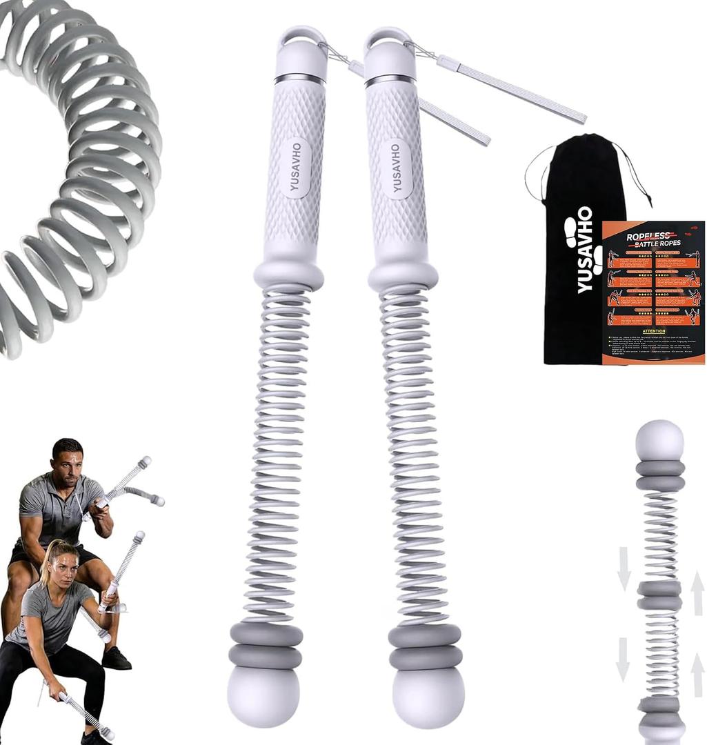 Ropeless Battle Ropes for Home Gym-Portable Cordless Training with Poster