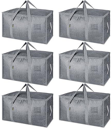Windyun 4 Pack 57 Gallon Extra Large Storage Bags XXL Moving Bags with Zipper Handles Heavy Duty Jumbo Big Tote Box for Christmas Tree Storage 4, 5, 7.5, 9, 10, 12 ft Skeleton College Dorm(Silver) 