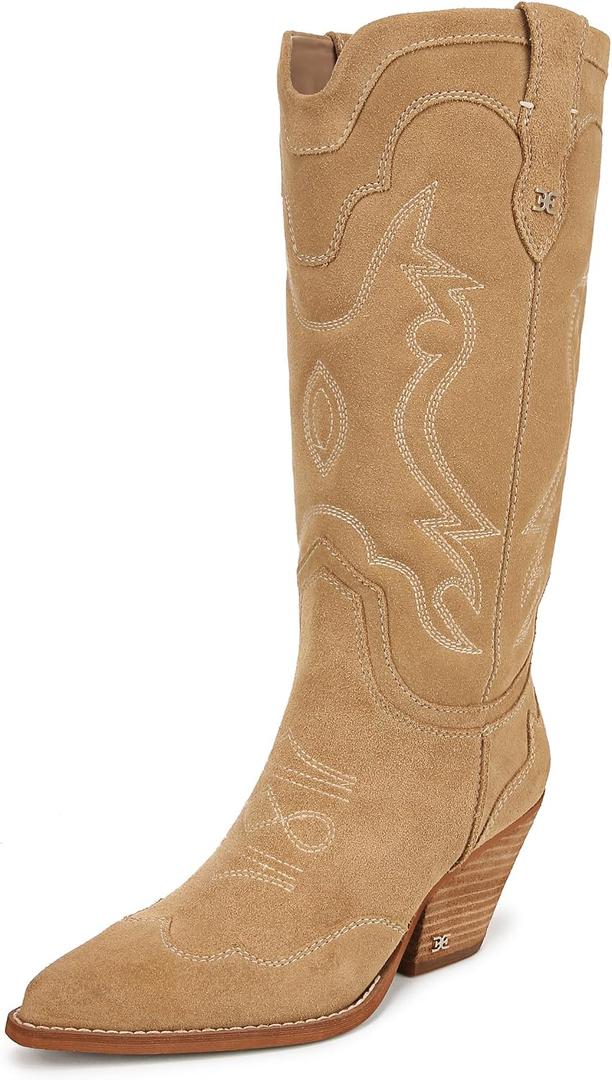 Sam Edelman Women's James Western Boot, Safari Tan Wide Calf, 6.5