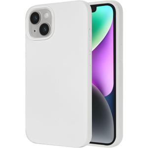 Compatible With iPhone 13 Premium Color Soft Liquid Silicone Gel Rubber Cell Phone Mobile Basic Back Case Cover (White)