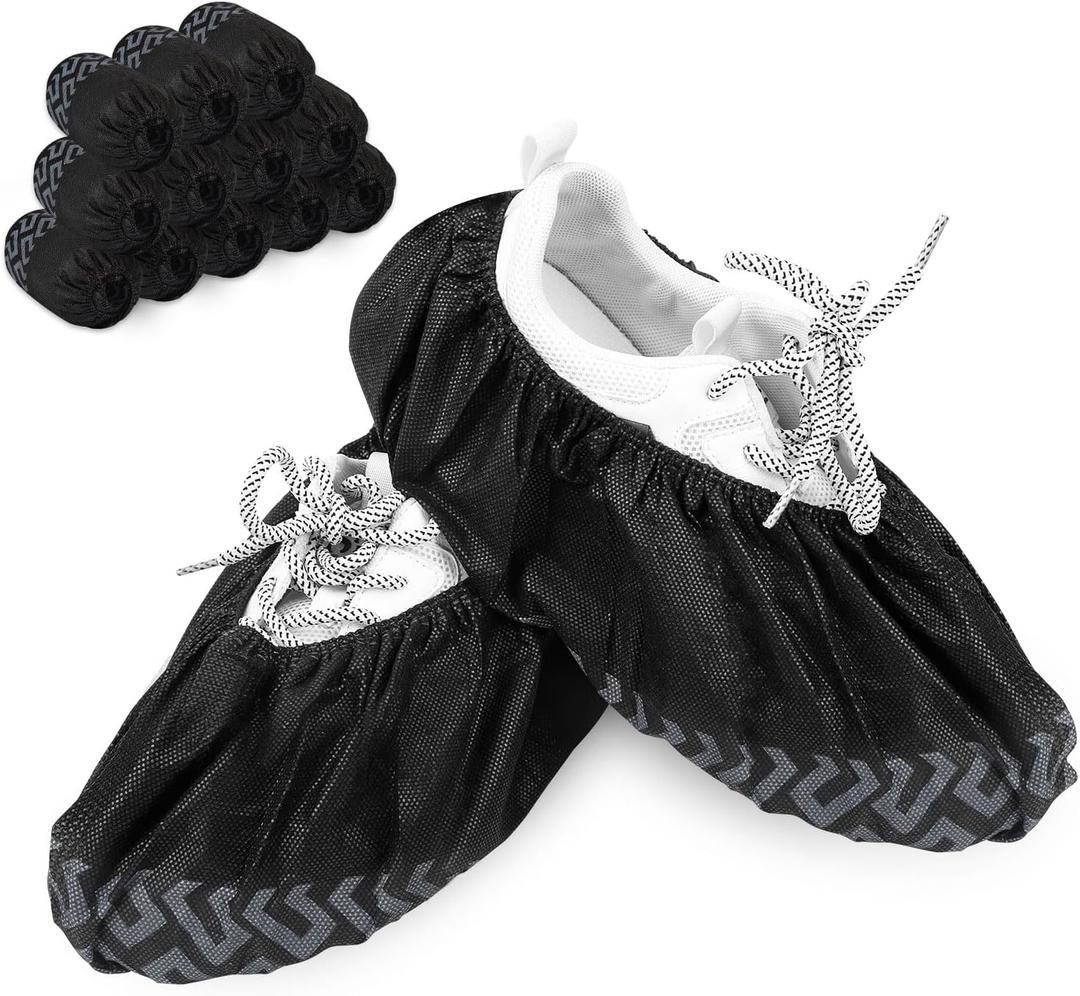 The Premium 120 Pack (60 Pairs) Thick Extra Large Boot & Shoe Covers disposable non slip fits up to size 14 US Men and 16 US Women, Black