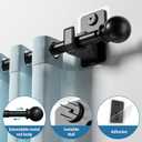 No Drill Curtain Rod for Windows 25 to 49 Inch - 2.0 Dual-Fix Adhesive & Invisible Nail, 5/8" Adjustable Black Curtain Rod No Drilling, Renter Friendly for Apartments & Dorms