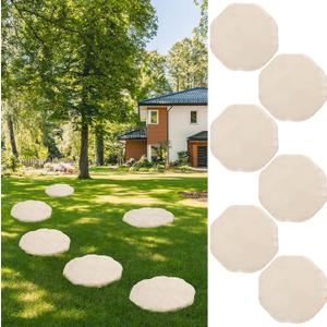 6 Pack 15.5" Garden Stepping Stones Outdoor Octagon Resin Stepping Stone with Ground Stakes Plastic Decorative Pathway Pavers for Walkway Garden Lawn Yard Home