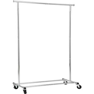 DRM Folding/Collapsible Clothing/Garment Rack,250 lbs Heavy-Duty Rolling Clothes Organizer Rack,Chrome (Silver)