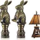Chunful 2 Pack Rabbit Lamp Finials Decorative, Bunny Shade Antique Finial Lamp Toppers Screw Cap Knobs 1/4-27 Thread Decorative Knob Finials Accessories for Home Room