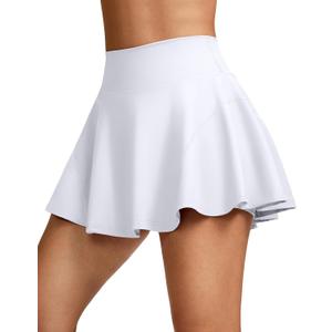 SANTINY Pleated Tennis Skirts for Women with Pockets Women's High Waisted Running Workout Athletic Golf Skorts Skirts (White, XXL)