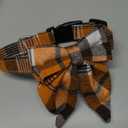 ADOGGYGO Fall Dog Collar with Bow, Halloween Thanksgiving Pet Bowtie Collar, Adjustable Cotton Orange Fall Collars for Small Dogs Pets (Small)