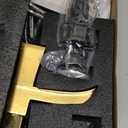 Brass Waterfall Faucet, Brushed Gold Bathroom Faucet, Single Handle for One Hole or 3 Holes 4 Inch with Pop-Up Drain, Pre-Installed Supply Hoses and Deck Plate for Vanity RV Farmhouse Modern