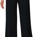 Soojun Women's Flat Front Wide Leg Pants Business Casual Trousers Office (Black)