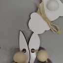 6.5ft Cute Easter Bunny Garland with Wood Beads, Farmhouse Easter Decorations Garland with Rustic White Rabbit Easter Banner Decor for Mantle Fireplace Wall Rustic Easter Home Indoor Banner