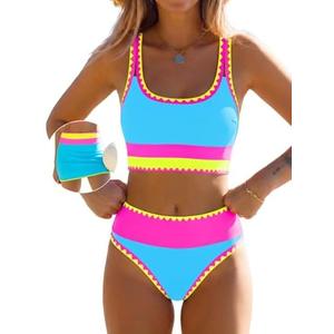Popvil High Waisted Bikini Sets for Women 3 Piece Swimsuits Tummy Control Bathing Suits with Skirt Beach Vacation 2026, M