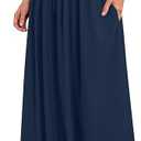 Maxi Skirts for Women with Pockets- Elastic Waist Casual Long Skirts, M, Made in USA