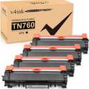 v4ink 4PK Compatible TN760 Toner Replacement for Brother TN760 TN-760 TN730 TN770 Toner Cartridge for Brother HL-L2350DW HL-L2390DW HL-L2395DW HL-L2370DW MFC-L2710DW MFC-L2750DW DCP-L2550DW Printer