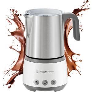 Maestri House Milk Frother, 4-in-1 Electric Milk Steamer and Frother, 16.9OZ 600W Smart Touch Control Hot and Cold Foam Maker, Memory Function for Latte, Cappuccinos, Warm Milk, Hot Chocolate Milk (White)