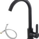 High Arc Bar Sink Faucet Black Single Hole Kitchen Sink Tap Single-Handle RV Faucets Prep Sink Tap with 360 Swivel Spout Kitchen Mixer Tap with 24Inch Water Supply Lines (Tall)