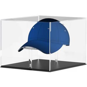 Acrylic Hat Display Case - Baseball Cap Display Stand - UV Protection Football Soccer Hat Cabinet Storage Cover
