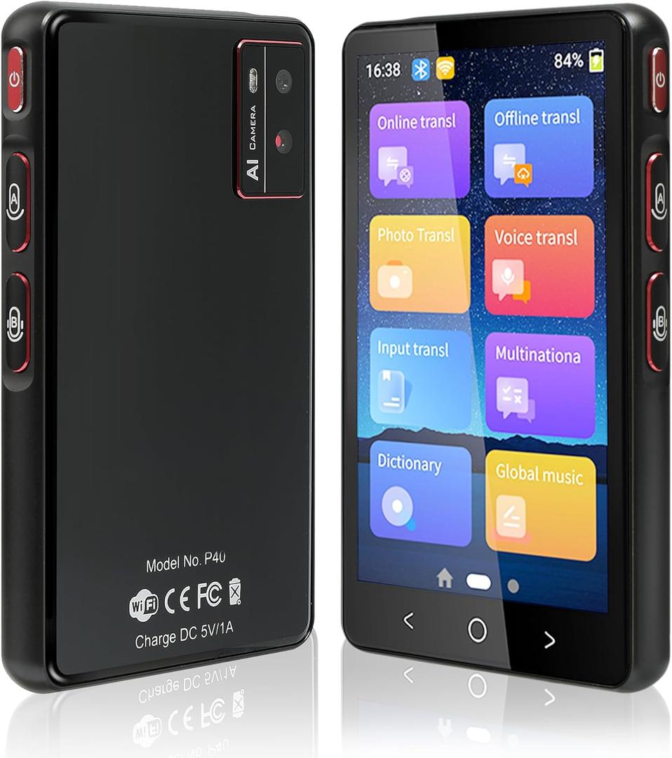 Language Translator Device, Two Way Instant Voice Translation, Portable Translator Device with 135 Languages, 4" HD Online/Offline/Photo Instant Language Translator for Travel, Learning, and Business