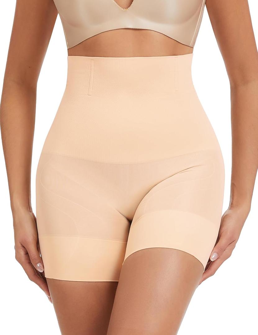 Tummy Control Shapewear for Women - Seamless High Waisted Body Shaper Shorts, No-Roll Under Dress Shapewear (L)