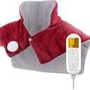 Heating Pad for Neck and Shoulders and Back, Comfytemp Weighted Electric Heat Pad for Pain Relief, 2.6lb Large Heated Wrap, 9 Heat Settings, 11 Auto-Off, Women Men Birthday Gifts Red