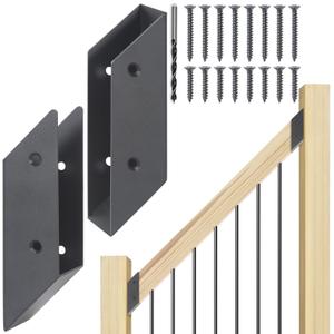 45° Stair Angle Stainless Steel Deck Railing Brackets Connectors for 2"x4" (Actual 1.5"x3.5") Railing Wood Post (8 Pair)