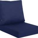 Favoyard Deep Seat Patio Cushions 24  24 inch Rainproof & Fadeness Furniture Cushion Set for Outdoor Chair Couch with Polyester-linen Fabric & Removable Cover, Hidden Zipper and Adjustment Staps (Seat 24x24In + Back 24x20In, Blue)