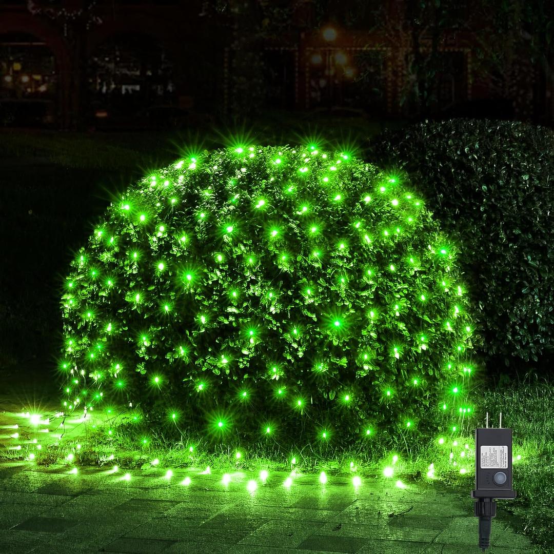 WBao Christmas Net Lights, 360LED 11.5ft x 6.9ft Christmas Lights with 8 Modes, Timer, End to End Connectable, Waterproof Design for Lawn, Bushes, Trees Outdoor Xmas Decorations, Green