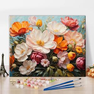 TUMOVO DIY Oil Painting Kit, Beautiful Abstract Colorful Flowers Paint by Numbers for Adults, Abstract Floral Art Paint by Numbers with Brushes and Pigment, 16x20 Inch