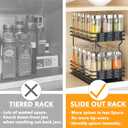 SpaceAid Pull Out Spice Rack Organizer for Cabinet, Heavy Duty Slide Out Seasoning Kitchen Organizer, Cabinet Organizer, with Labels and Chalk Marker, 6.5" W x10.75 D x8.5 H, 1 Drawer 2-Tier