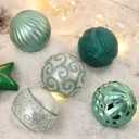 30PCS 2.36IN Christmas Tree Ornaments Assorted Pendant Shatterproof Ball Ornament Set Seasonal Decorations with Reusable Hand-Help Gift Boxes Ideal for Holiday and Party (White/Green)