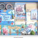 icceemee Scrapbooking Supplies Kit, Travel Diary Theme Scrapbooking Kit for Bullet Junk Journaling, Stationery, A6 Grid Notebook, Flower DIY Journaling Supplies, Birthday Craft Gift for Teen Girls