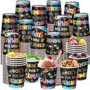 2 x Qinyoung 60 Pcs School's out for Summer Cups End of Year Party Decorations 8 oz Disposable Drinkware 6 Designs for End of Academic Year Last Day of School 2026 Classroom Celebration