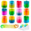 25Pcs Flexible Spring Toy - Elastic Mini Springs with Color & Shape Recognition, Rainbow Springs for Sensory Stimulation - Rainbow Party Favors in the Shapes of a Circle, Heart, Hexagon, Square & Star