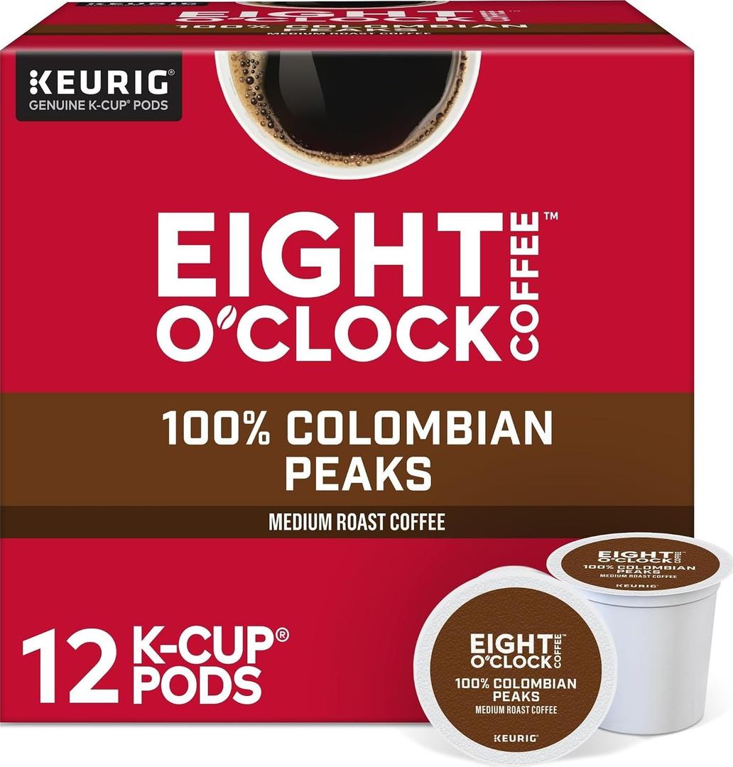 Eight O'Clock Coffee Colombian Peaks Keurig Single-Serve K-Cup Pods, Medium Roast Coffee, 72 Count (EXP 09/06/26)