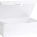Purple Q Crafts 2 Pack White Hard Gift Box With Magnetic Closure Lid 10.5"x7"x3" Rectangle Favor Boxes With White Glossy Finish (2 Boxes)