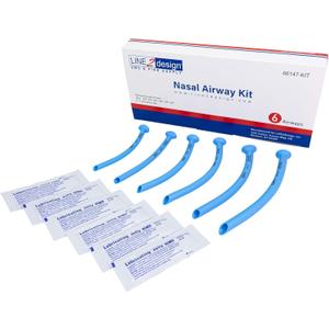 LINE2design Nasal Airway Kit-6 Medical Nasopharyngeal Management Trauma Airways - First Aid Emergency Rescue Latex Free Respiration Tubes with Lubricating Jelly Packets - Pack of 6