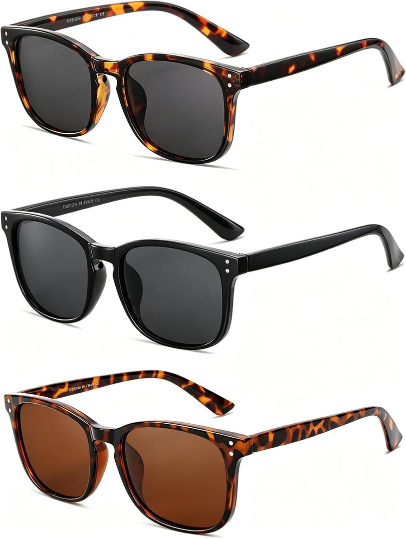3 Pack Polarized Sunglasses for Women Classic Retro UV400 Protection