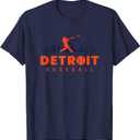 Detroit Baseball Vintage Minimalist Retro Baseball Lover T-Shirt, Large