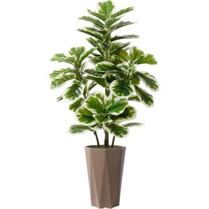 Artificial Fiddle Leaf Fig Plant Indoor 5FT Faux Rubber Tree with Mocha Diamond Planter Tall Fake Floor Plant Potted Artificial Trees for Home Office Living Room Decor Indoor