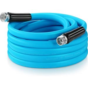 5/8" RV Drinking Water Hose 25 FT, CA65 Certified with Aluminum Fittings, Kink & Tangle Free Flexible for Camper, Garden, Boat, Trailer (25FT)