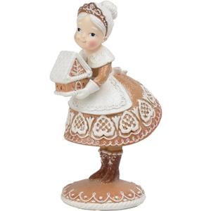 Braxio Christmas Decorations Indoor Gingerbread Decor - Resin Mrs. Santa Claus with Gingerbread House in Hand Room Decor Aesthetic 5.5 * 4.5 * 9 Inch