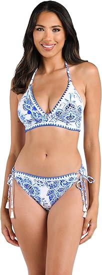 La Blanca Womens Banded Halter Bikini Swimsuit Top (8, Blue//Beyond the Pacific)