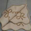 GarveeHome Scalloped Bow Rug for Kitchen Floor, Solid Beige Rug for Dorm, Washable Entryway Rugs 2x3 Soft Low Pile Non Slip Scalloped Rugs for Nursery Bedroom Decor Hallway