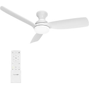 Consciot Ceiling Fan With Lights Remote Control, 44 Inch White Low Profile Modern Ceiling Fan, Flush Mount, Reversible Quiet DC Motor, 6 Speed, Dimmable, For Indoor and Covered Outdoor