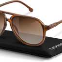 livho Trendy Polarized Aviator Sunglasses Women Men, Retro Sun Glasses for Women Men 2025, Oversized UV Protection Shades (Dark Brown/Gradient Brown)