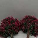 Yunlly 2 Pcs 18 Inch Artificial Boxwood Ball Topiary Tree Fake Outdoor Plants Bush, UV Resistance Faux Shrubs with Spike Realistic Greenery Potted for Indoor Garden Yard Porch Patio Decor (Rose Red)