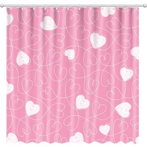 Valentine's Heart Shower Curtain 72" x 72" Pink White Hearts Home Bathroom Decorations Romantic Love Bathtub Curtain Set with 12 Hooks