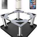 Mini Fridge Stand with Silicone Mat, Adjustable Refrigerator Stand with 4 Stainless steel Feet, 24''x 24'' Dorm Fridge Stand Protect From Appliance Leaks for Fridge, Washer, Dryer(11.4"-12.6" High)